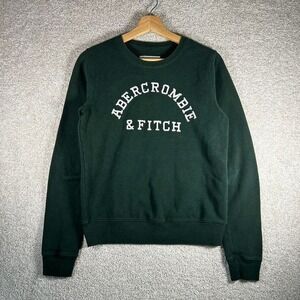Women's Abercrombie & Fitch dark green embroidered crewneck sweatshirt SMALL